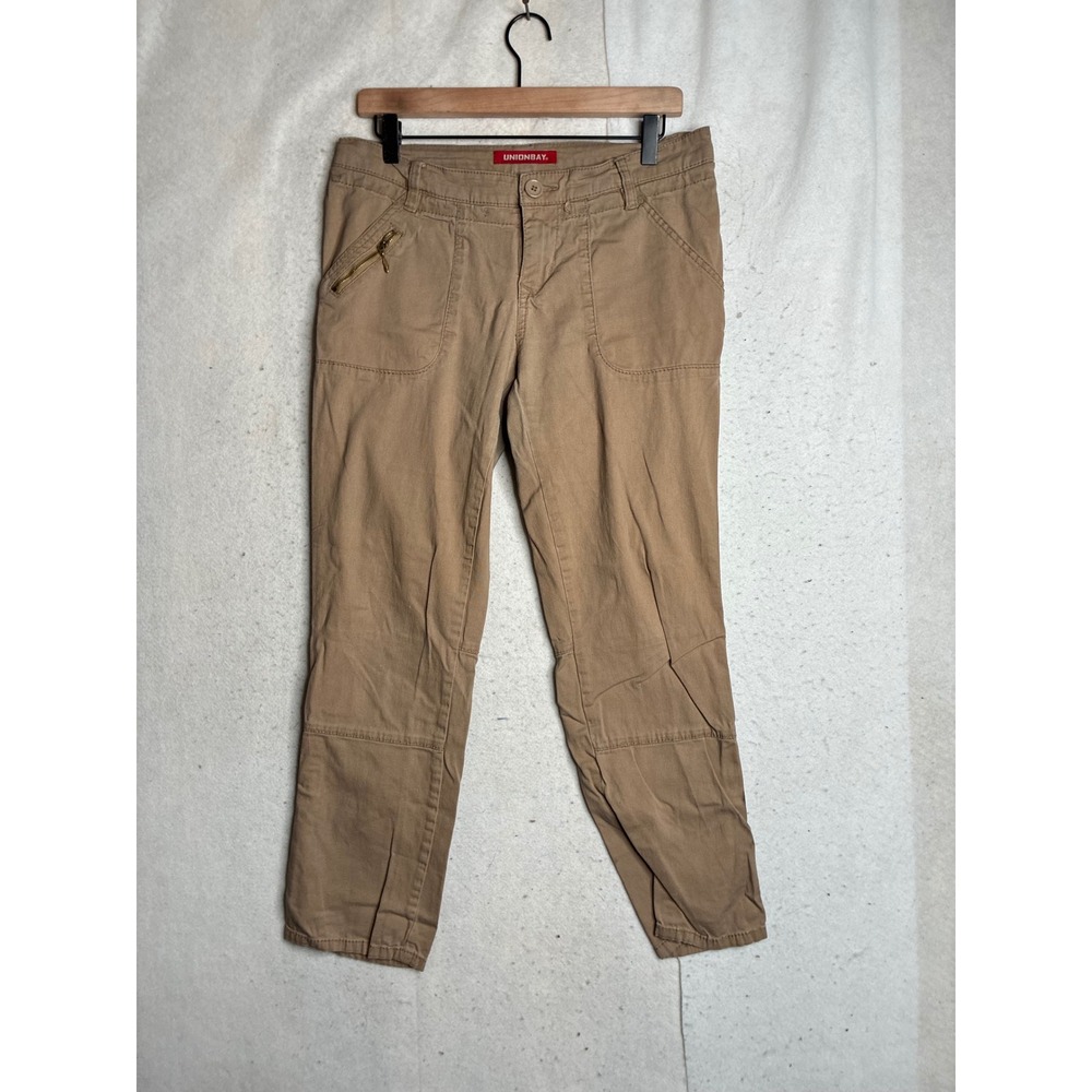 Unionbay Khaki Tan Utility Pants Womens 9 Moto Knee Zipper Pocket J3W9D38